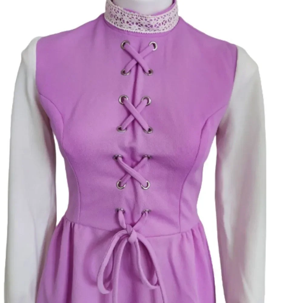 1960s Vintage Hippie Peasant Lace-up dress - Picture 3 of 16